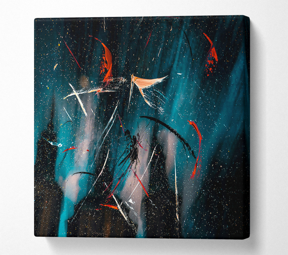  A Canvas Print of Teal Night Sky Strokes Canvas Wall Art