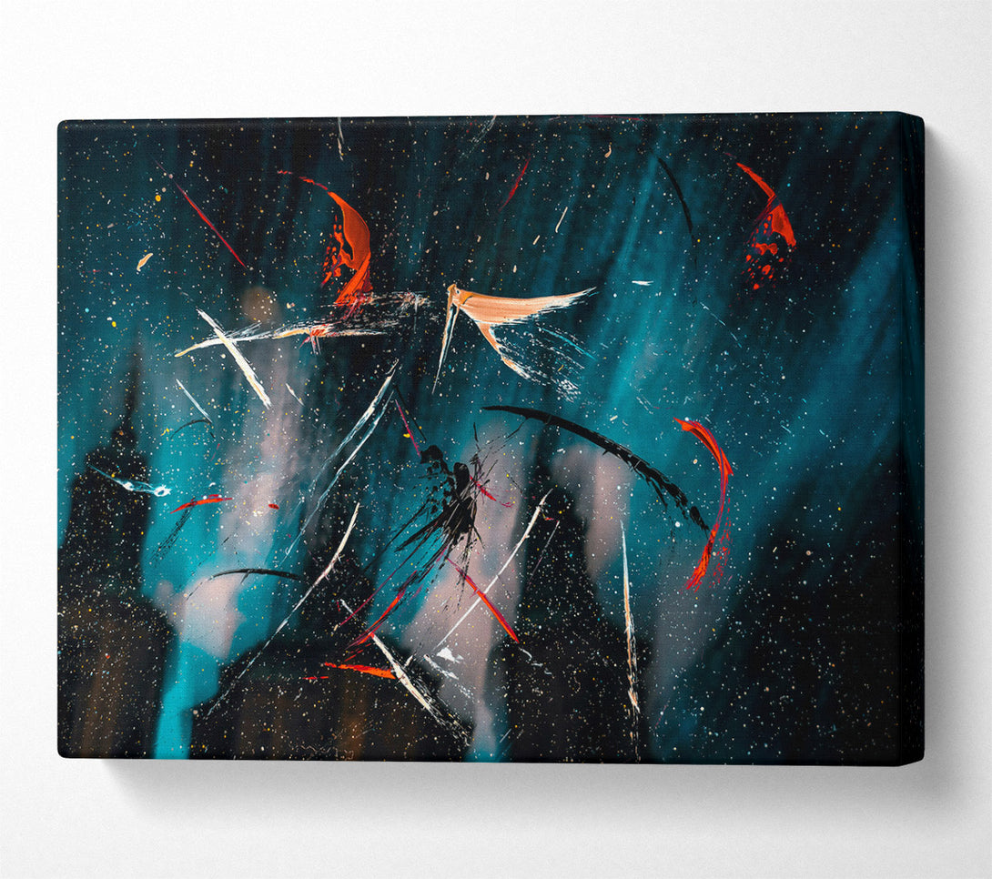  A Canvas Print of Teal Night Sky Strokes Canvas Wall Art