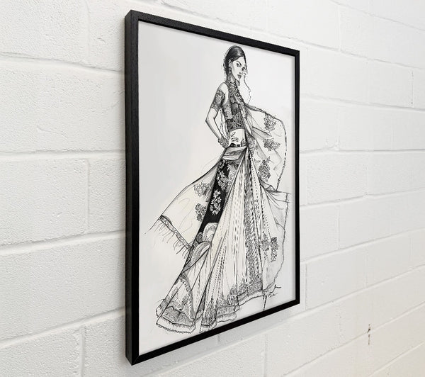 Black And White Saree
