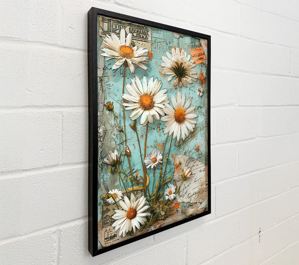 Blue Daisies On Postcard