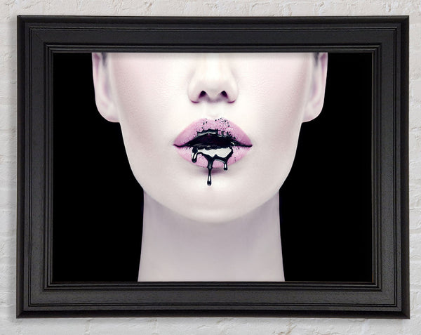 Black Blood Lips Framed Print
