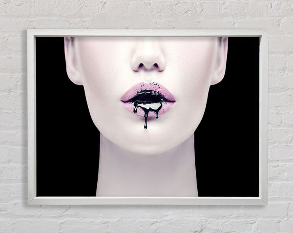 White Blood Lips Framed Print