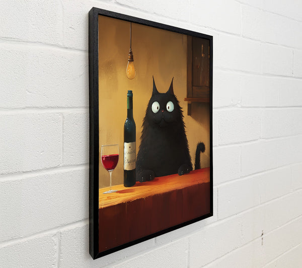 Black Cat Drinking Wine