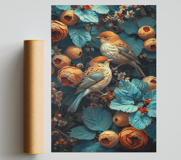 Blue Birds In Bloom Print