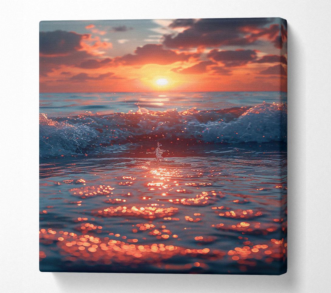  A Canvas Print of Orange Sunset Reflections Canvas Art