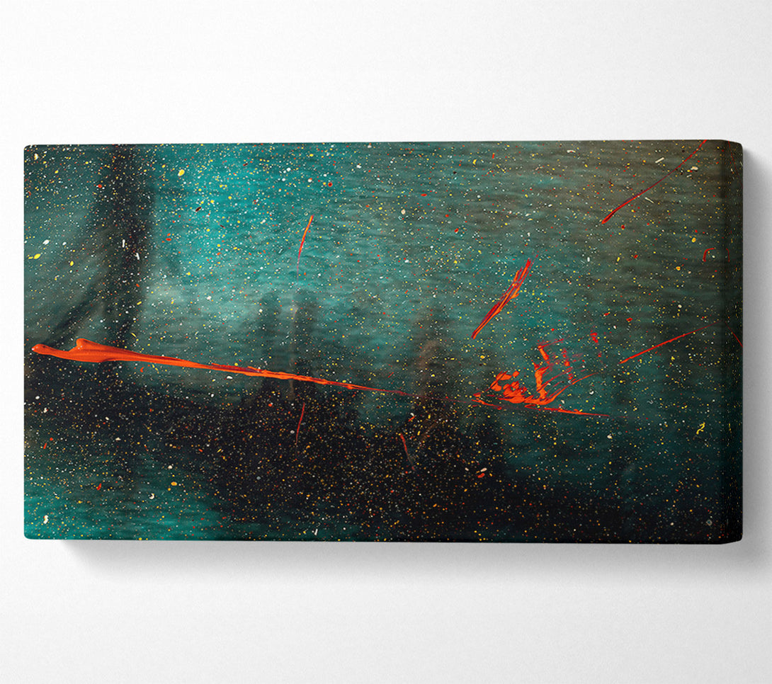  A Canvas Print of Teal Splashes Of Fire Canvas Art