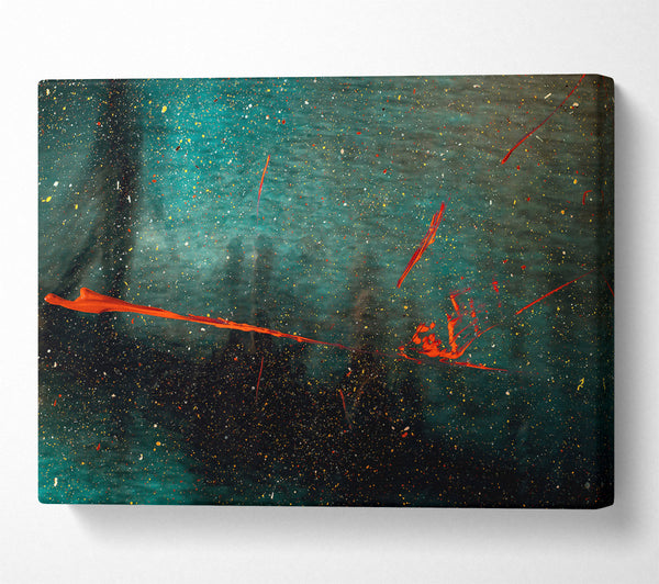  A Canvas Print of Teal Splashes Of Fire Canvas Art
