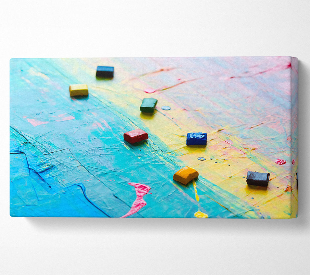  A Canvas Print of Cyan Abstract Palette Canvas Art