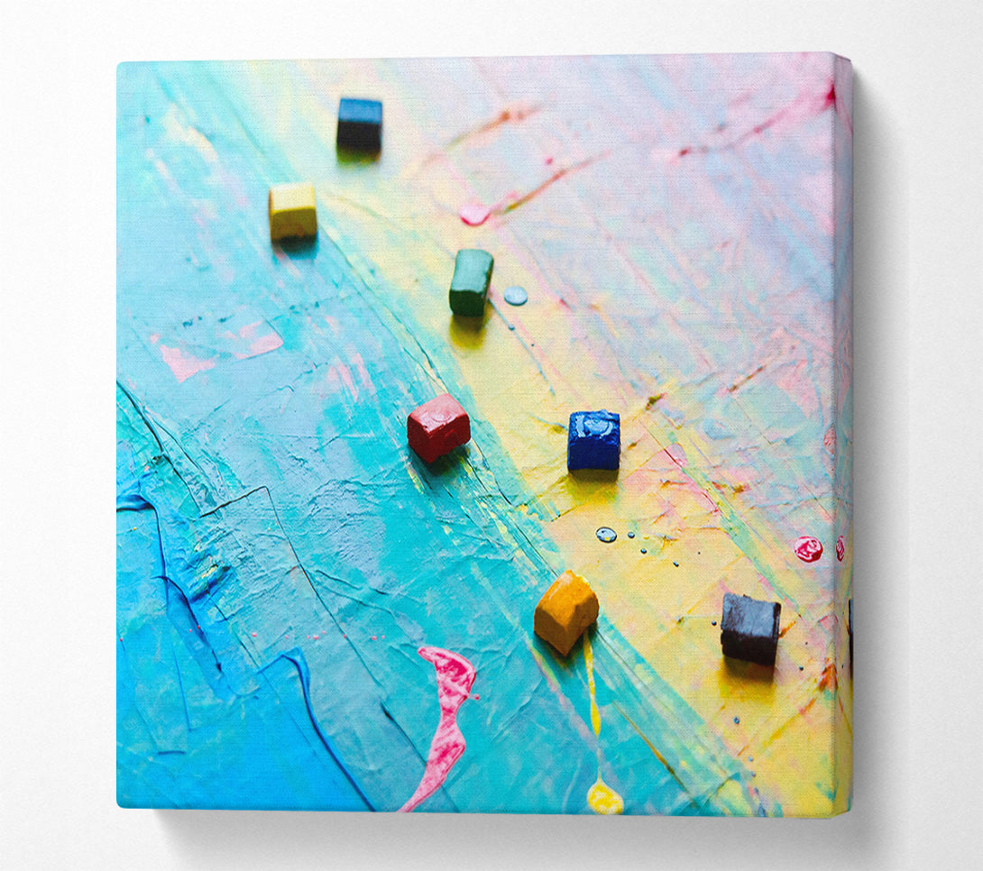  A Canvas Print of Cyan Abstract Palette Canvas Art