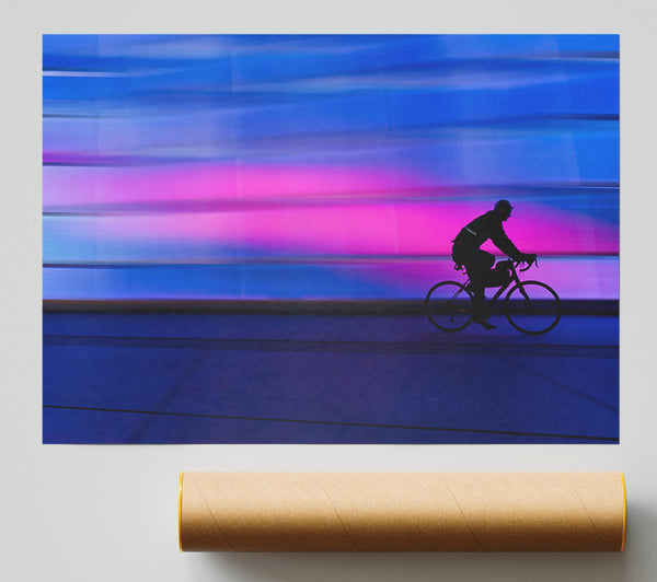 Blue Bike Silhouette Poster