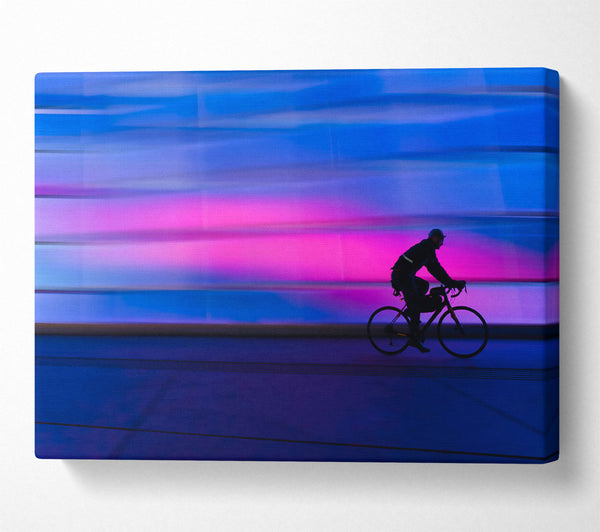  A Canvas Print of Blue Bike Silhouette Canvas Print