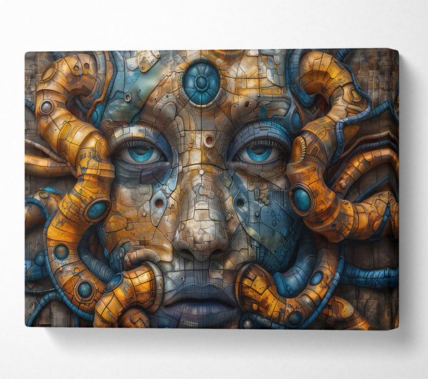  A Canvas Print of The Blue Machine Face Canvas Wall Art