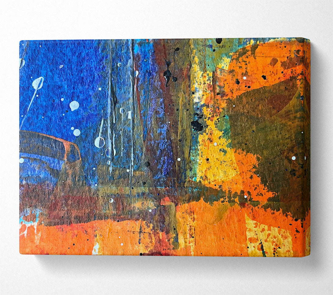  A Canvas Print of Orange Abstract Splashes Canvas Wall Art