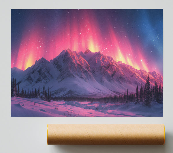 Pink Northern Lights Giclee Print