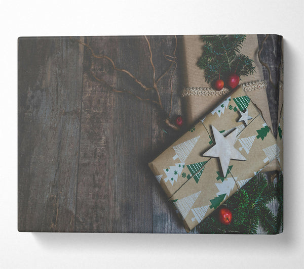  A Canvas Print of Brown Gift With Stars Canvas Art