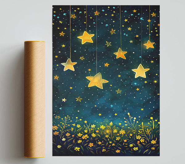 Teal Night Starscape Print