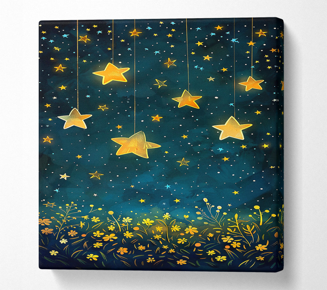  A Canvas Print of Teal Night Starscape Canvas Wall Art