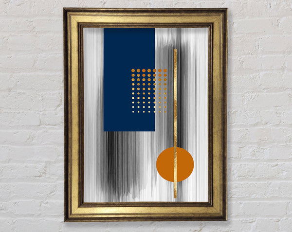 White Lines  Blue And Orange Framed Print