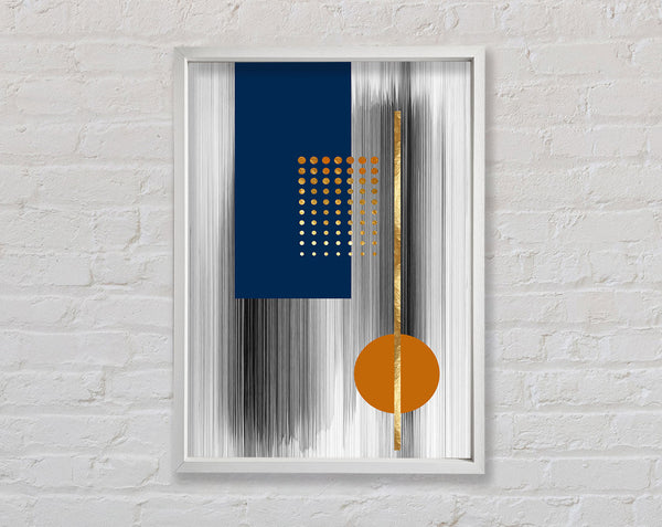 White Lines  Blue And Orange Framed Print