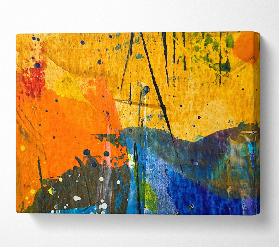  A Canvas Print of Golden Abstract Splashes Canvas Wall Art