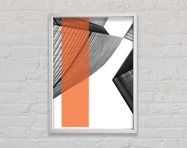 White Lines  Orange Line Framed Print