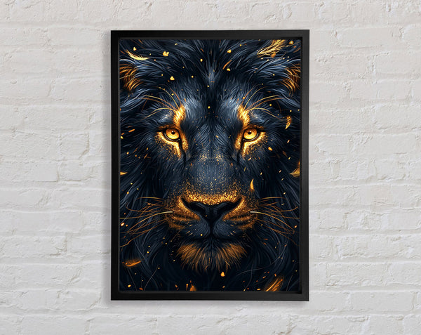 Black Lion And Gold Framed Print