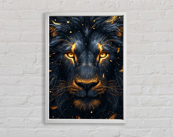 White Lion And Gold Framed Print