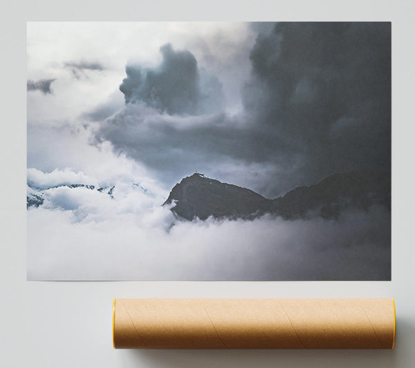Grey Peak In The Clouds. Giclee Print