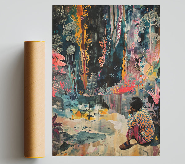 Teal Forest Watcher Giclee Print