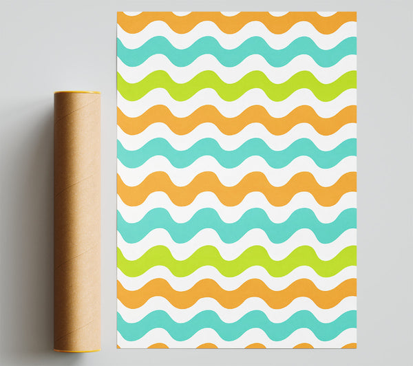 Orange Wavy Lines Poster