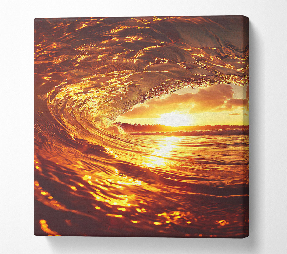  A Canvas Print of Golden Wave Sunset Canvas Art