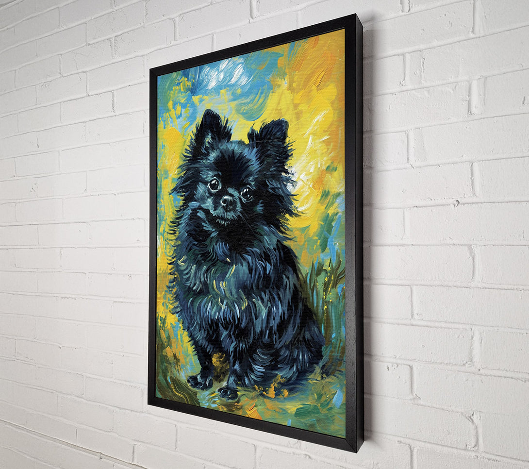  A Canvas Print of Black Pomeranian Canvas Wall Art