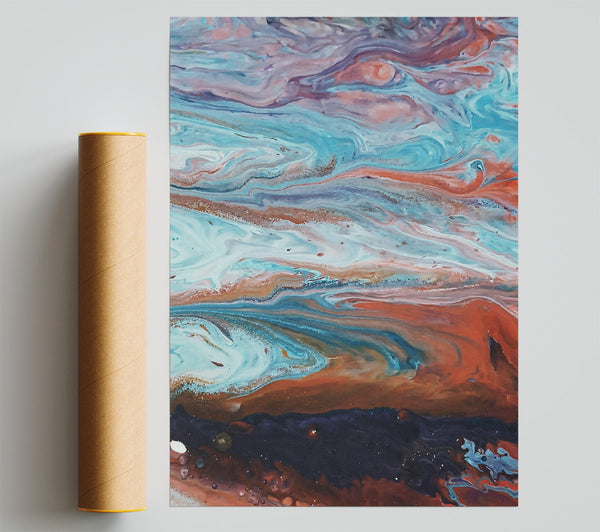 Azure Swirls Of Rust Poster