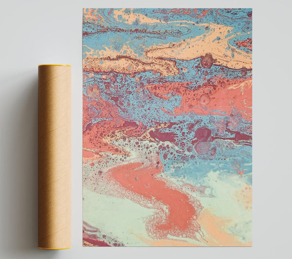 Coral Sky Swirl Print