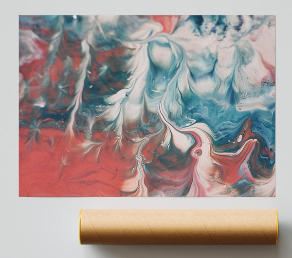 Crimson Swirls And Blues Print