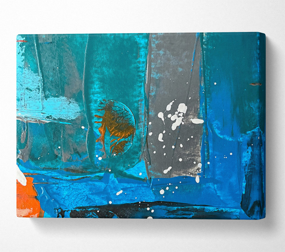  A Canvas Print of Teal Abstract Drips Canvas Art