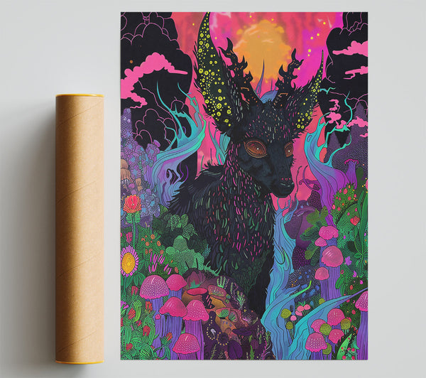 Black Fawn In Pink Dreams Print