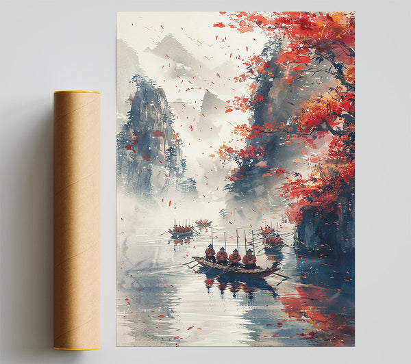 Crimson River Journey Print