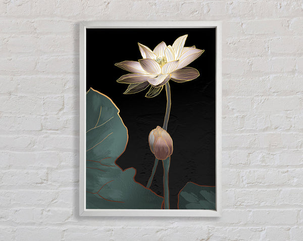 White With Flower Framed Print