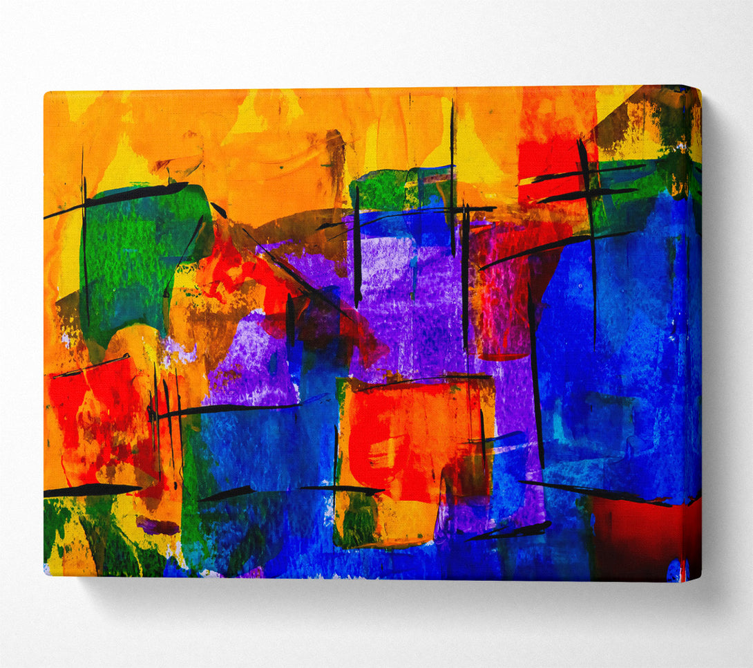  A Canvas Print of Blue And Orange Abstract Canvas Wall Art