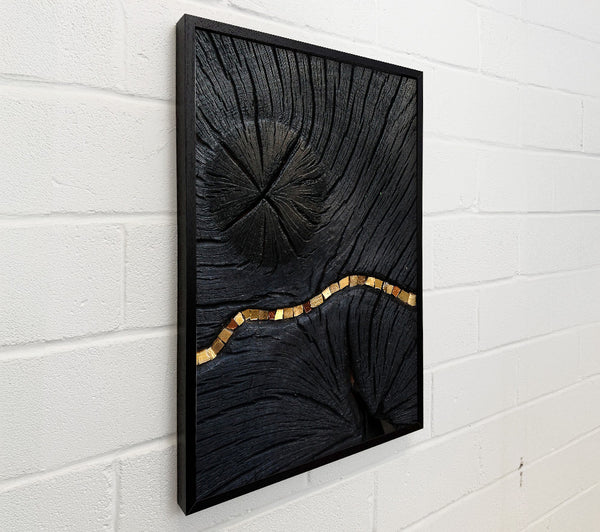 Black Wood Effect With Gold Line