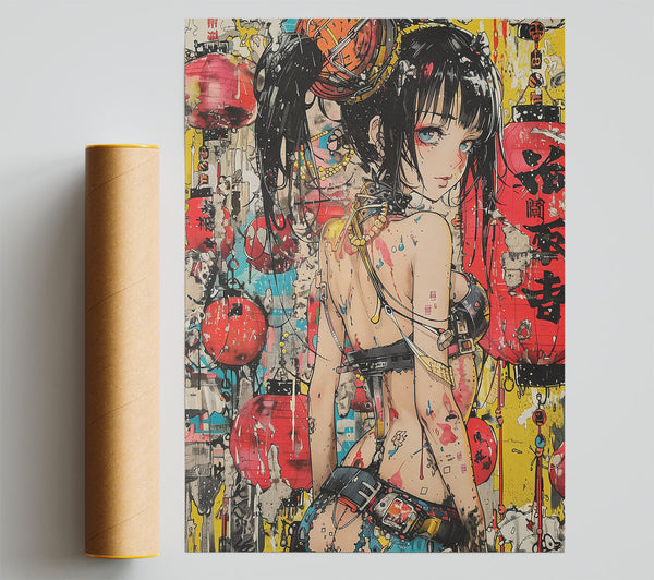 Crimson City Lights Print