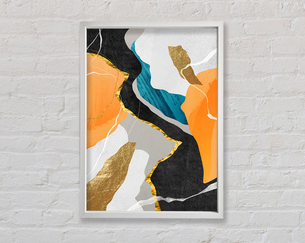 White  Blue And Orange Framed Print