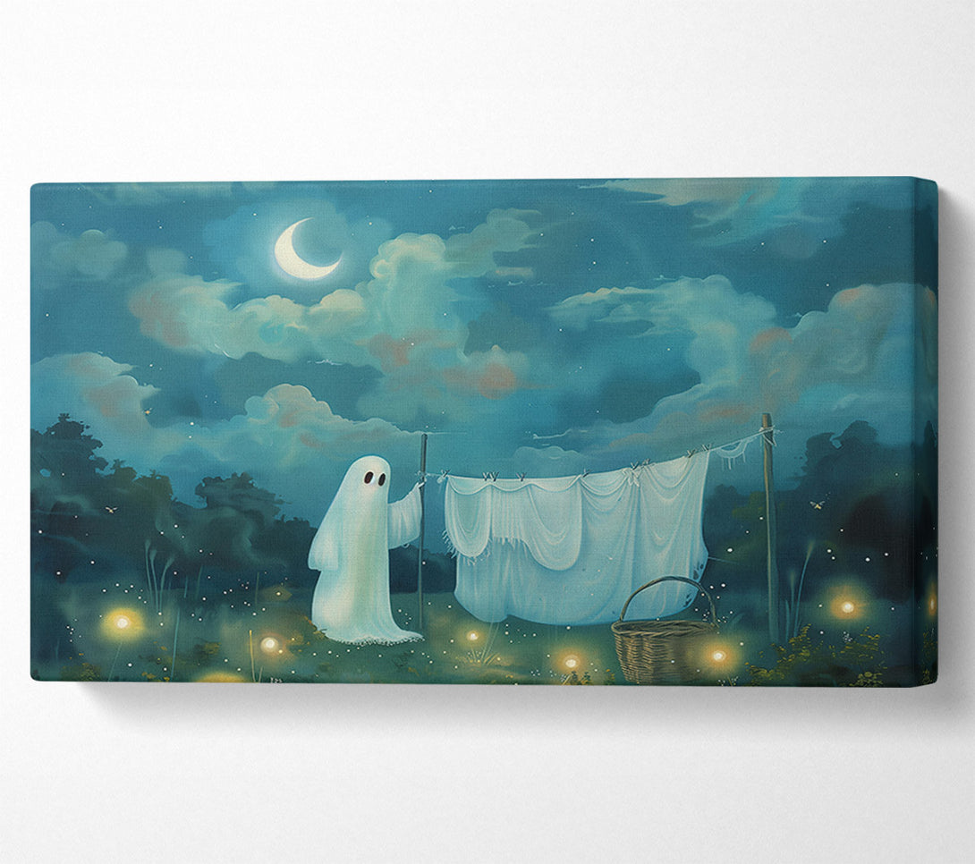 A Canvas Print of Azure Ghostly Laundry Canvas Wall Art