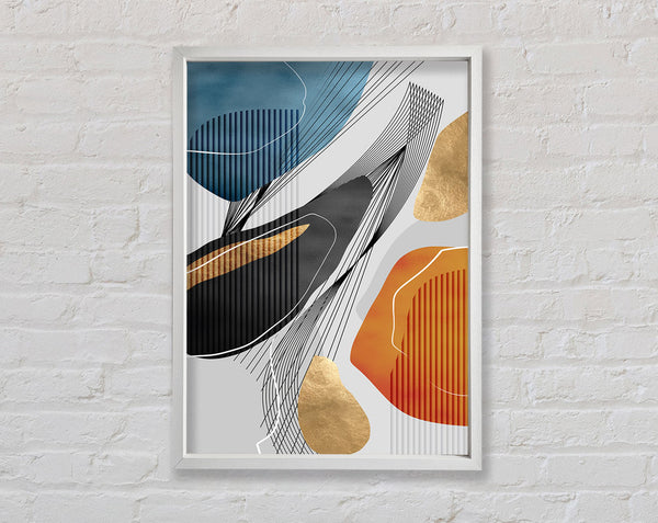 White  Orange And Blue Framed Print