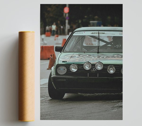 Green Vw Rally Car Print