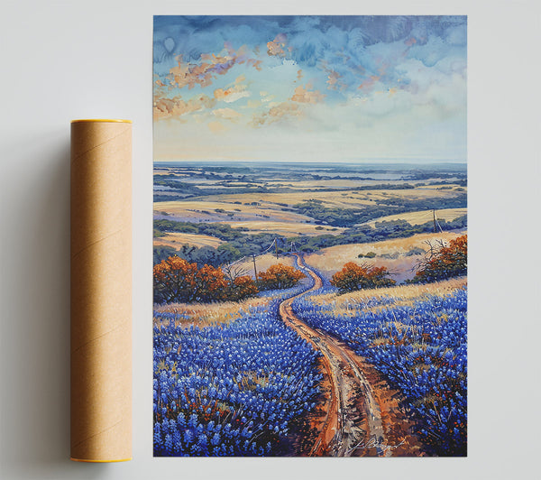 Bluebonnet Country Road Giclee Print