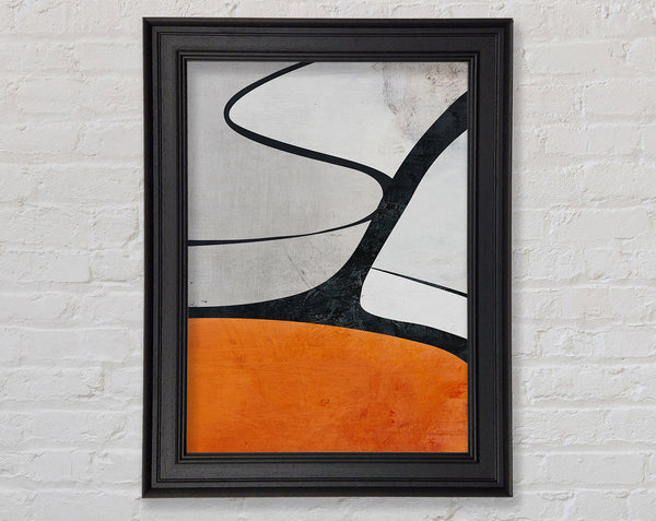Black  Orange And White Swirl Pattern Framed Print