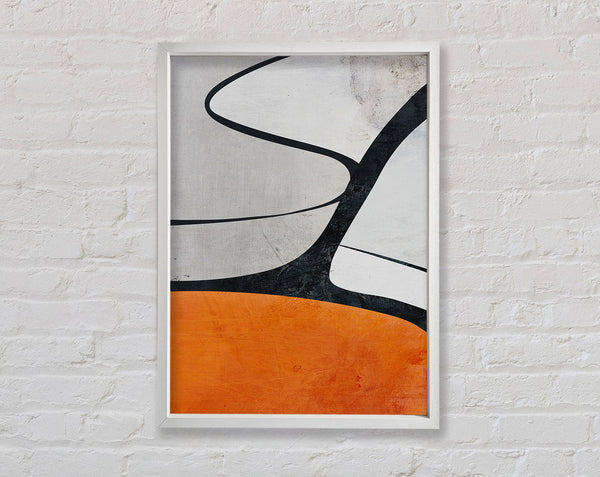 White  Orange And White Swirl Pattern Framed Print