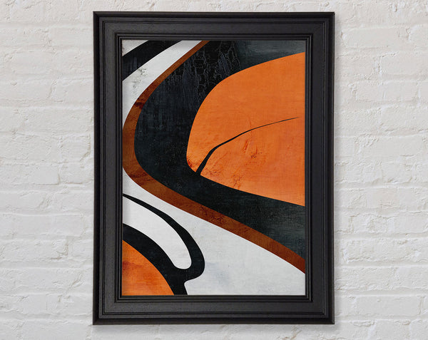 Black  Orange And White Swirls Framed Print